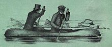 Двое мужчин, гребущих на небольшой лодке