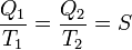  \frac {Q_1}{T_1} = \frac{Q_2}{T_2} = S 