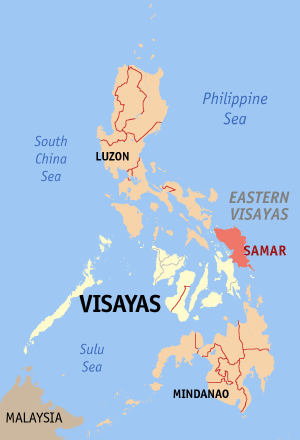 Положение Самара на карте Филиппинского архипелага