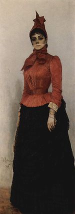«Дама в красном платье» (портрет В. И. Икскуль фон Гильденбанд, И. Репин, 1889)