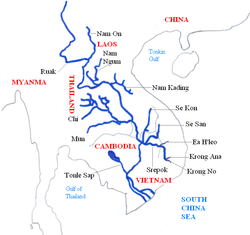 Конг на схеме водной системы Меконга