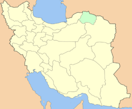 Карта Ирана с подсвеченной провинцией Северный Хорасан