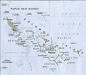 Пролив Нью-Джорджия на общей карте Соломоновых островов
