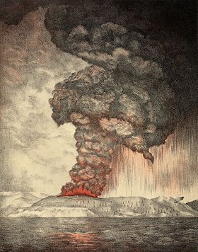 Извержение 1883 года (литография, 1888)