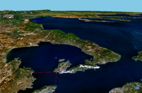 Спутниковый снимок горы и полуострова Пелион