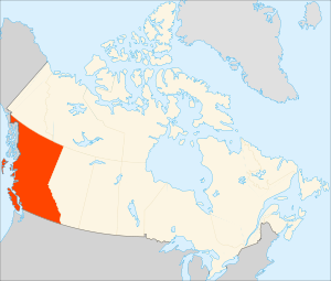 Британская Колумбия на карте Канады