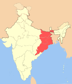 Восточная Индия на карте