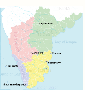 Южная Индия на карте
