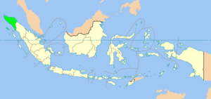 Ачех на карте Индонезии (обозначен зелёным цветом