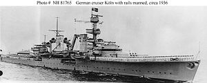 Лёгкий крейсер «Кёльн» в 1936 году.