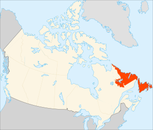Ньюфаундленд и Лабрадор на карте Канады