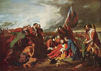 Бенджамин Вест. «Смерть генерала Вулфа». На картине показана также битва при Квебеке