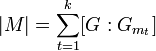 |M|=\sum_{t=1}^k[G:G_{m_t}]
